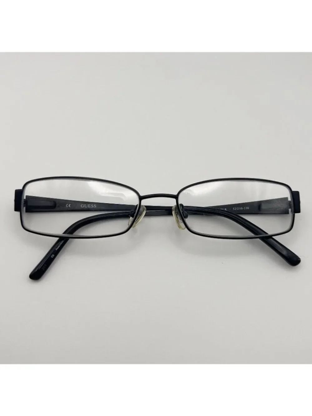 Guess 1581 Eyeglass Frames Rectangle Flex Spring Metal Blk Black 52-16-130 Case